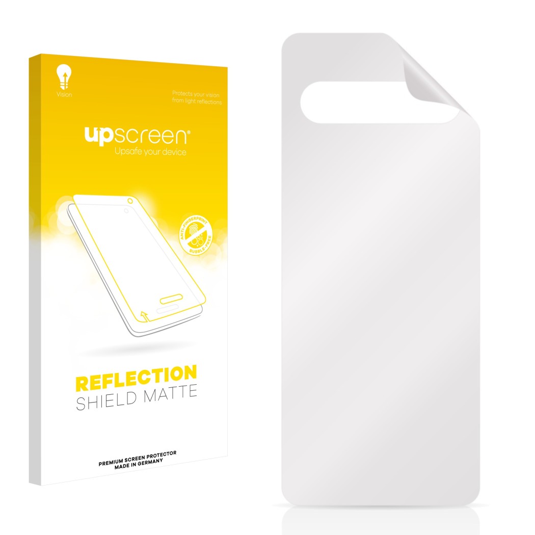 Front side of a product packaging with the brand logo upscreen. Next to it is the corresponding screen protector.