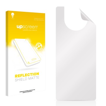 Parte frontale di una confezione del prodotto con il logo del marchio upscreen. Accanto si trova la protezione per lo schermo 