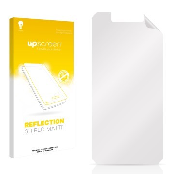 Parte frontale di una confezione del prodotto con il logo del marchio upscreen. Accanto si trova la protezione per lo schermo 