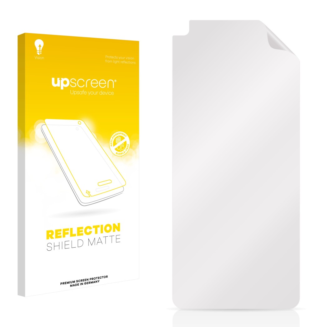 Front side of a product packaging with the brand logo upscreen. Next to it is the corresponding screen protector.