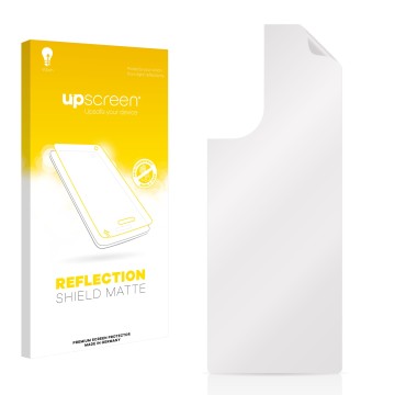 Face avant d’un emballage produit avec le logo de la marque upscreen. À côté se trouve la protection d’écran correspondante.
