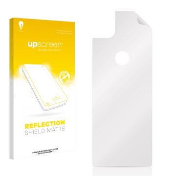 Vorderseite einer Produktverpackung mit dem Markenlogo upscreen. Daneben ist der zugehörige Displayschutz.