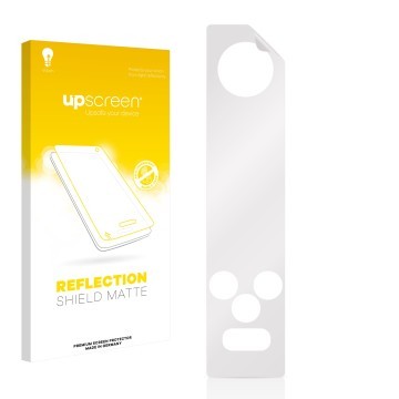 Vorderseite einer Produktverpackung mit dem Markenlogo upscreen. Daneben ist der zugehörige Displayschutz.