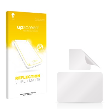 Vorderseite einer Produktverpackung mit dem Markenlogo upscreen. Daneben ist der zugehörige Displayschutz.