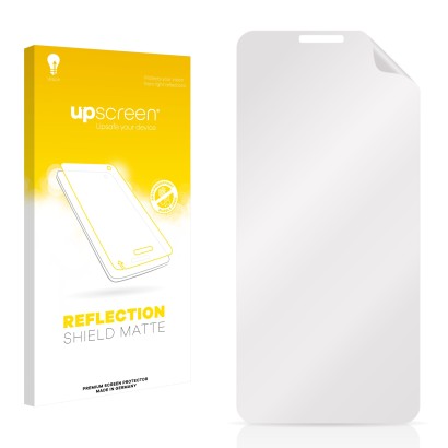 Parte frontale di una confezione del prodotto con il logo del marchio upscreen. Accanto si trova la protezione per lo schermo 