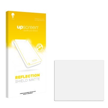 Parte frontale di una confezione del prodotto con il logo del marchio upscreen. Accanto si trova la protezione per lo schermo 