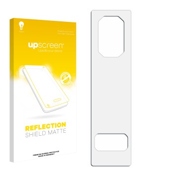 Face avant d’un emballage produit avec le logo de la marque upscreen. À côté se trouve la protection d’écran correspondante.
