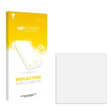 Parte frontale di una confezione del prodotto con il logo del marchio upscreen. Accanto si trova la protezione per lo schermo 