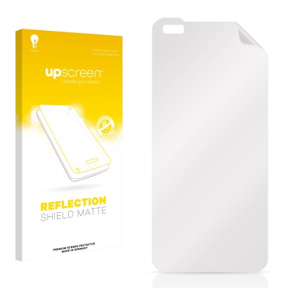 Parte frontale di una confezione del prodotto con il logo del marchio upscreen. Accanto si trova la protezione per lo schermo