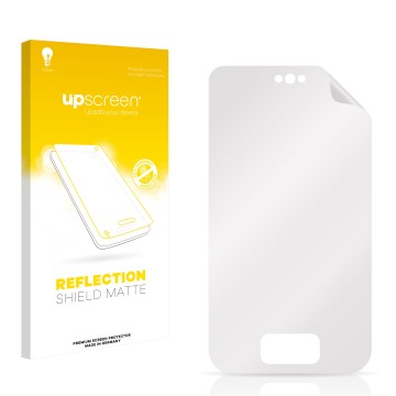 Front side of a product packaging with the brand logo upscreen. Next to it is the corresponding screen protector.