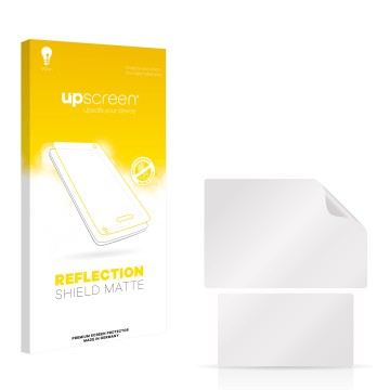 Face avant d’un emballage produit avec le logo de la marque upscreen. À côté se trouve la protection d’écran correspondante.