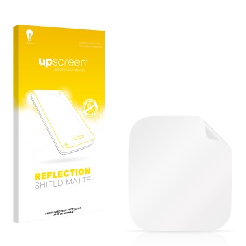 Vorderseite einer Produktverpackung mit dem Markenlogo upscreen. Daneben ist der zugehörige Displayschutz.