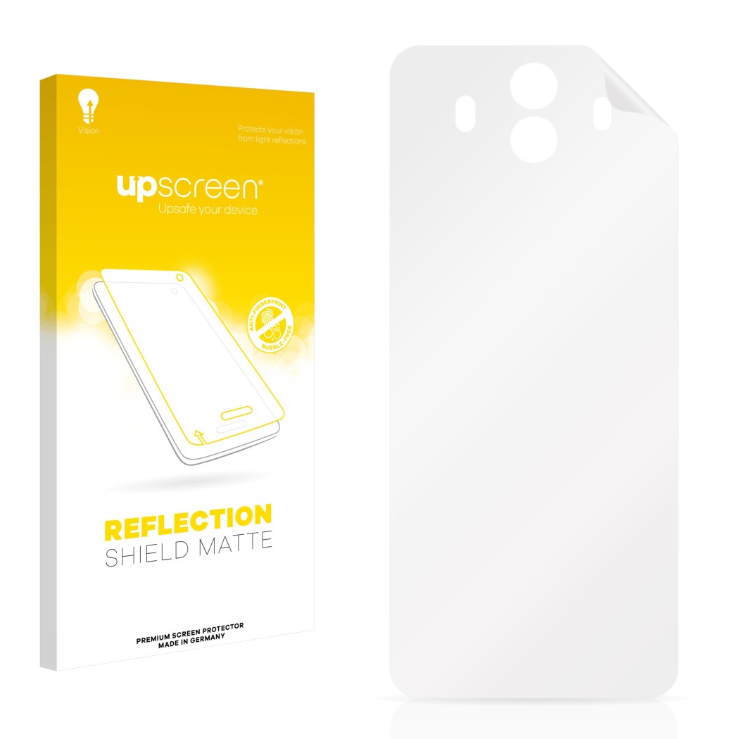 Front side of a product packaging with the brand logo upscreen. Next to it is the corresponding screen protector.