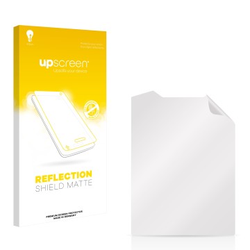 Vorderseite einer Produktverpackung mit dem Markenlogo upscreen. Daneben ist der zugehörige Displayschutz.