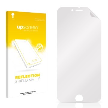 Parte frontale di una confezione del prodotto con il logo del marchio upscreen. Accanto si trova la protezione per lo schermo 