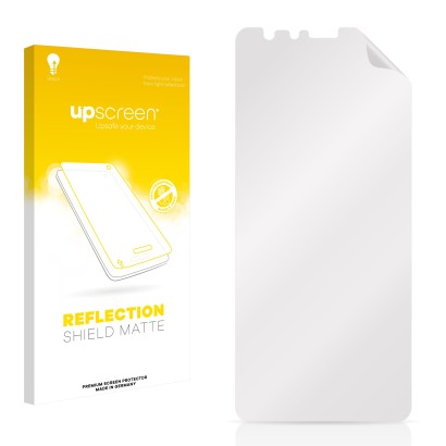 Front side of a product packaging with the brand logo upscreen. Next to it is the corresponding screen protector.