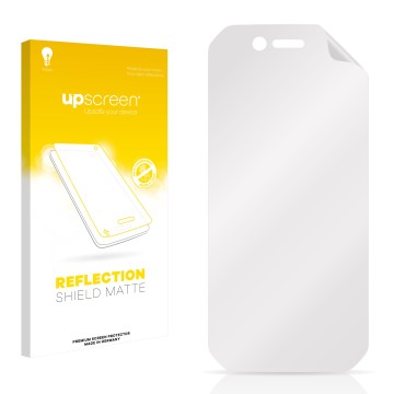 Front side of a product packaging with the brand logo upscreen. Next to it is the corresponding screen protector.
