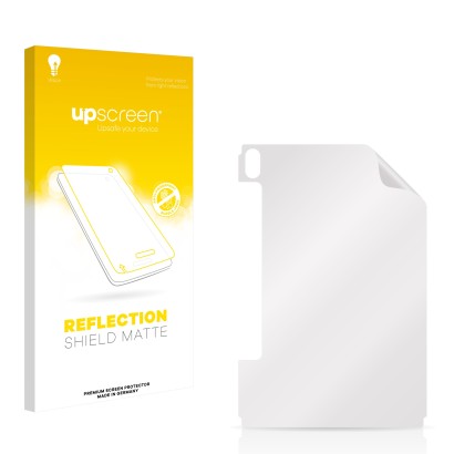 Parte frontale di una confezione del prodotto con il logo del marchio upscreen. Accanto si trova la protezione per lo schermo 