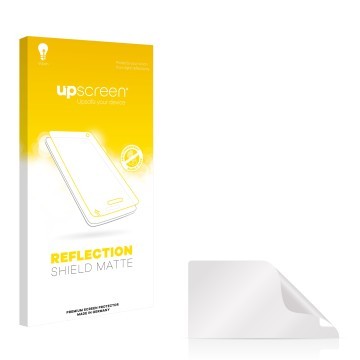 Face avant d’un emballage produit avec le logo de la marque upscreen. À côté se trouve la protection d’écran correspondante.