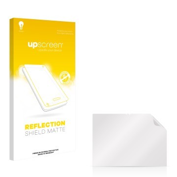 Vorderseite einer Produktverpackung mit dem Markenlogo upscreen. Daneben ist der zugehörige Displayschutz.