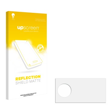 Parte frontal de un envase de producto con el logotipo de la marca upscreen. Al lado está el protector de pantalla correspondi
