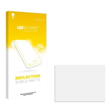 Vorderseite einer Produktverpackung mit dem Markenlogo upscreen. Daneben ist der zugehörige Displayschutz.