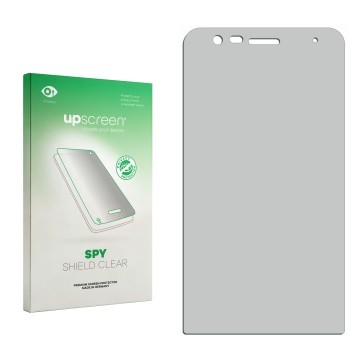 Vorderseite einer Produktverpackung mit dem Markenlogo upscreen. Daneben ist der zugehörige Displayschutz.