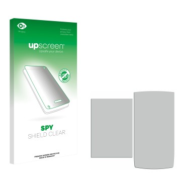 Front side of a product packaging with the brand logo upscreen. Next to it is the corresponding screen protector.