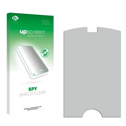 Parte frontale di una confezione del prodotto con il logo del marchio upscreen. Accanto si trova la protezione per lo schermo 