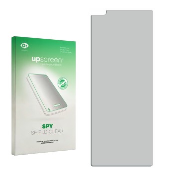 Face avant d’un emballage produit avec le logo de la marque upscreen. À côté se trouve la protection d’écran correspondante.