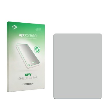 Parte frontale di una confezione del prodotto con il logo del marchio upscreen. Accanto si trova la protezione per lo schermo 