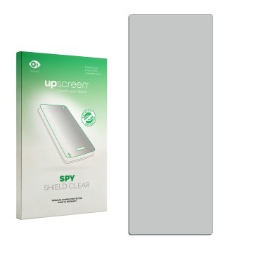Vorderseite einer Produktverpackung mit dem Markenlogo upscreen. Daneben ist der zugehörige Displayschutz.