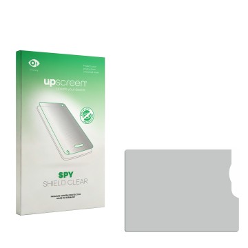 Vorderseite einer Produktverpackung mit dem Markenlogo upscreen. Daneben ist der zugehörige Displayschutz.