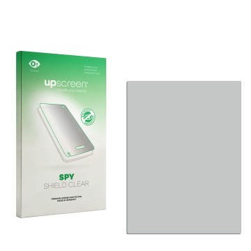 Vorderseite einer Produktverpackung mit dem Markenlogo upscreen. Daneben ist der zugehörige Displayschutz.