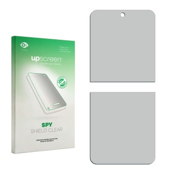 Front side of a product packaging with the brand logo upscreen. Next to it is the corresponding screen protector.