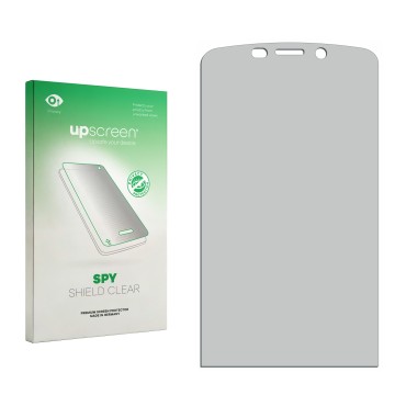 Face avant d’un emballage produit avec le logo de la marque upscreen. À côté se trouve la protection d’écran correspondante.