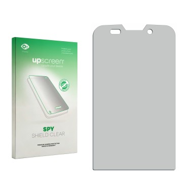 Face avant d’un emballage produit avec le logo de la marque upscreen. À côté se trouve la protection d’écran correspondante.