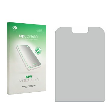 Parte frontal de un envase de producto con el logotipo de la marca upscreen. Al lado está el protector de pantalla correspondi