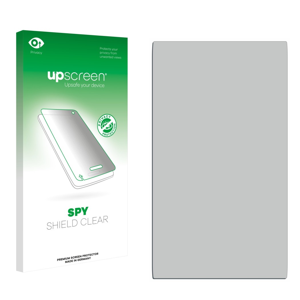 Front side of a product packaging with the brand logo upscreen. Next to it is the corresponding screen protector.