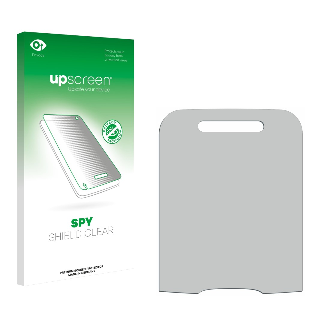 Front side of a product packaging with the brand logo upscreen. Next to it is the corresponding screen protector.