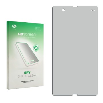 Face avant d’un emballage produit avec le logo de la marque upscreen. À côté se trouve la protection d’écran correspondante.