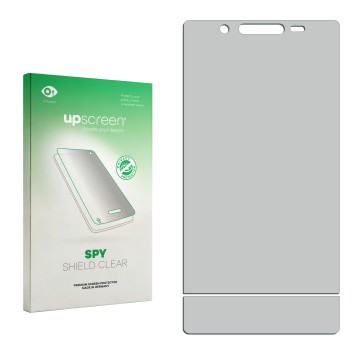 Front side of a product packaging with the brand logo upscreen. Next to it is the corresponding screen protector.