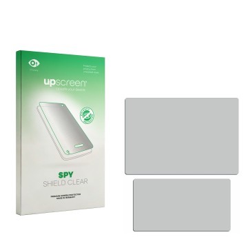Face avant d’un emballage produit avec le logo de la marque upscreen. À côté se trouve la protection d’écran correspondante.