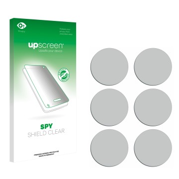 Parte frontal de un envase de producto con el logotipo de la marca upscreen. Al lado está el protector de pantalla correspondi