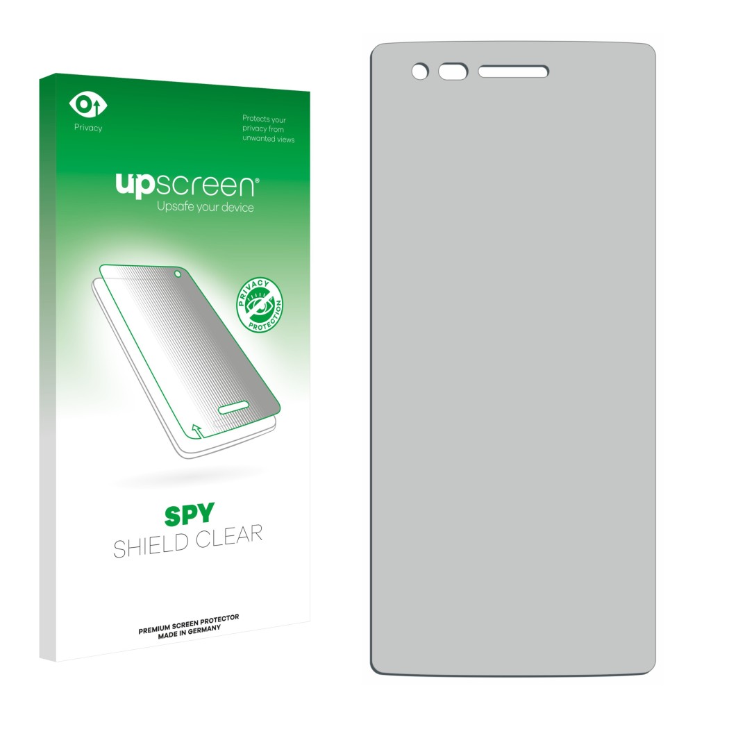 Front side of a product packaging with the brand logo upscreen. Next to it is the corresponding screen protector.