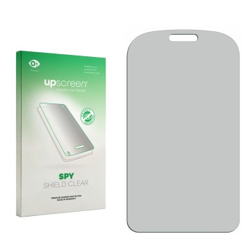 Vorderseite einer Produktverpackung mit dem Markenlogo upscreen. Daneben ist der zugehörige Displayschutz.
