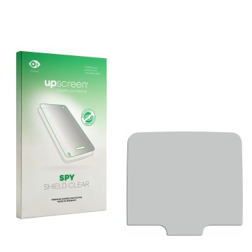 Parte frontal de un envase de producto con el logotipo de la marca upscreen. Al lado está el protector de pantalla correspondi