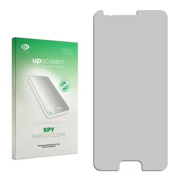 Parte frontal de un envase de producto con el logotipo de la marca upscreen. Al lado está el protector de pantalla correspondi