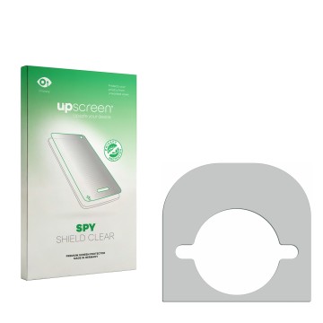 Parte frontal de un envase de producto con el logotipo de la marca upscreen. Al lado está el protector de pantalla correspondi