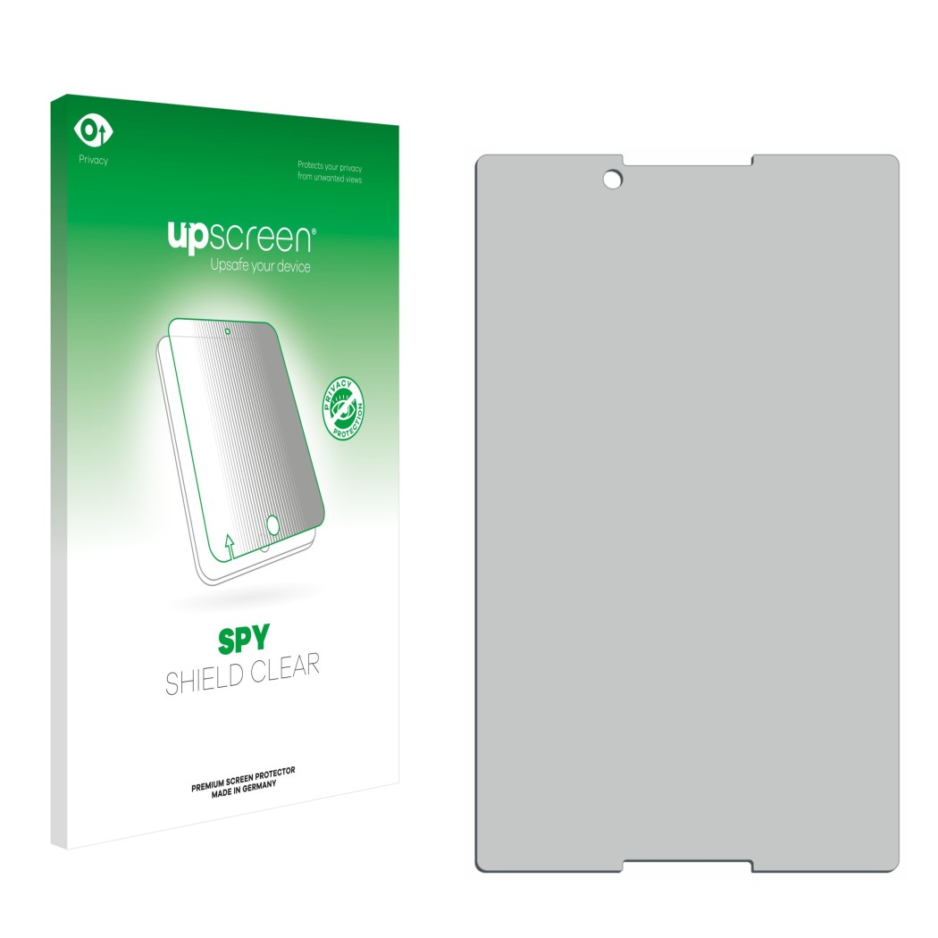 Front side of a product packaging with the brand logo upscreen. Next to it is the corresponding screen protector.